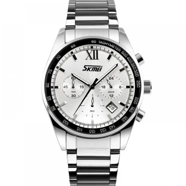 Skmei 9096-CH-WHT Metal Band Men Watch