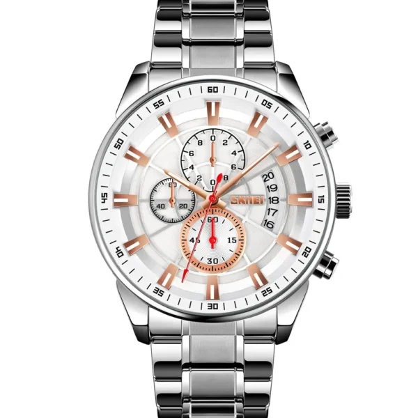 Skmei 9285-G-CH-WHT Metal Band Men Watch