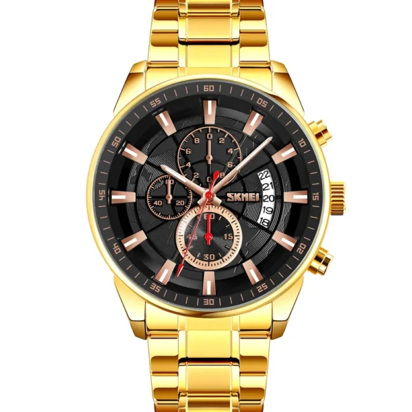 Skmei 9285-G-GLD-BLK Metal Band Men Watch
