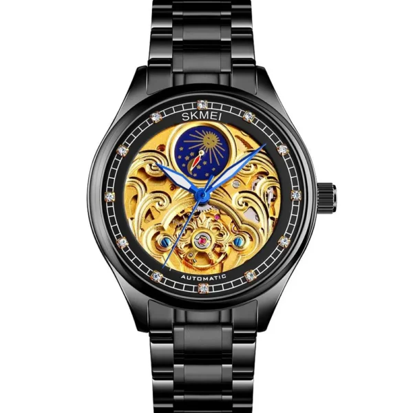 Skmei M025-G-BLK-GLD Automatic Metal Band Men Watch