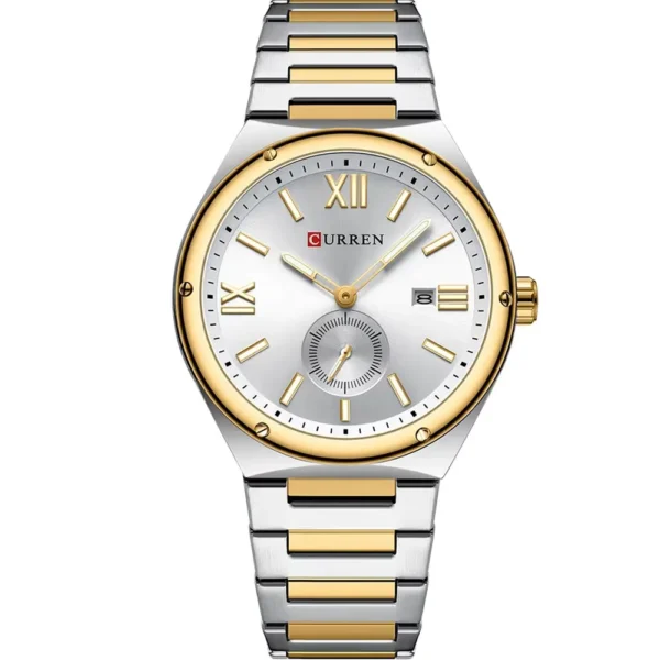 Curren 8471G-TTGLD-WHT Metal Band Men Watch