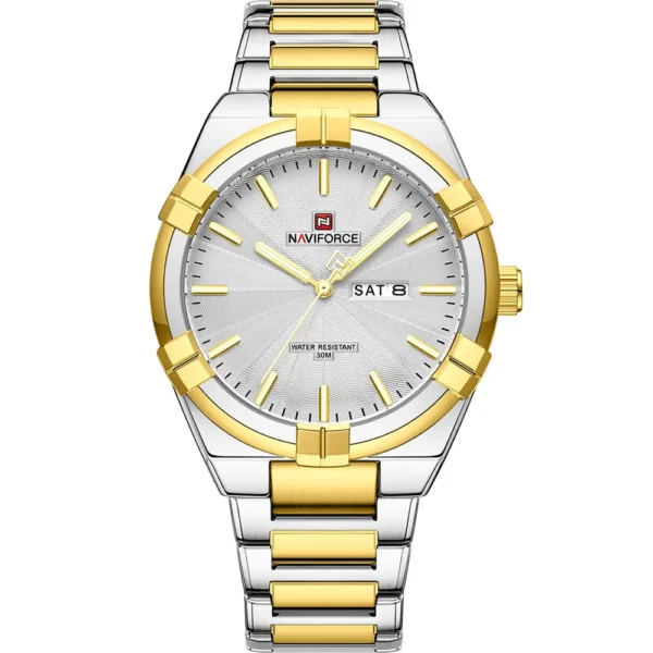 NaviForce NF9218G-TTGLD-WHT Metal Band Men Watch