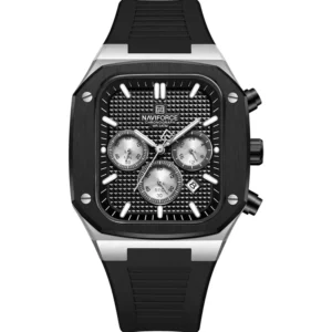 NaviForce NF8037G-CHBLK-BLK Rubber Band Men Watch