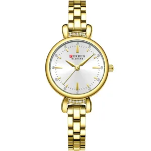 Curren 9098L-GLD-WHT Metal Band Women Watch